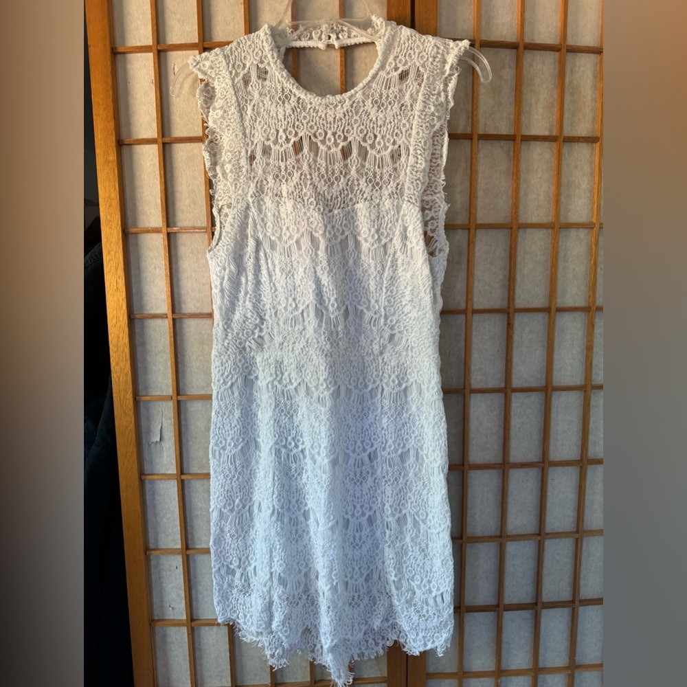 Free People White Lace Mini Dress low back